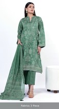 Pakistani Dark Sage Green 3PCS Paste Printed Lawn Suit , unstitched - $61.00 CAD