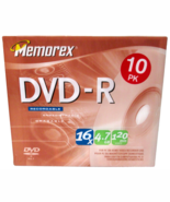 10 Pack Memorex DVD-R Blank Discs 16x, 4.7GB. 120 Minute - New/Sealed - $19.53 CAD