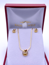 22K / 22ct Yellow Gold Baby / Childrens Necklace and Earrings Set 12.5&#39;&#39; inch - $647.56