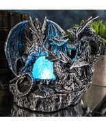 Mother Dragon With Baby Wyrmlings Guarding LED Crystal Egg Night Light F... - $52.96 CAD