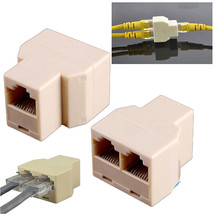 2 X Rj45 Cat 5 Lan Ethernet Port 1 To 2 Socket Splitter Connector Pc Ada... - $14.24