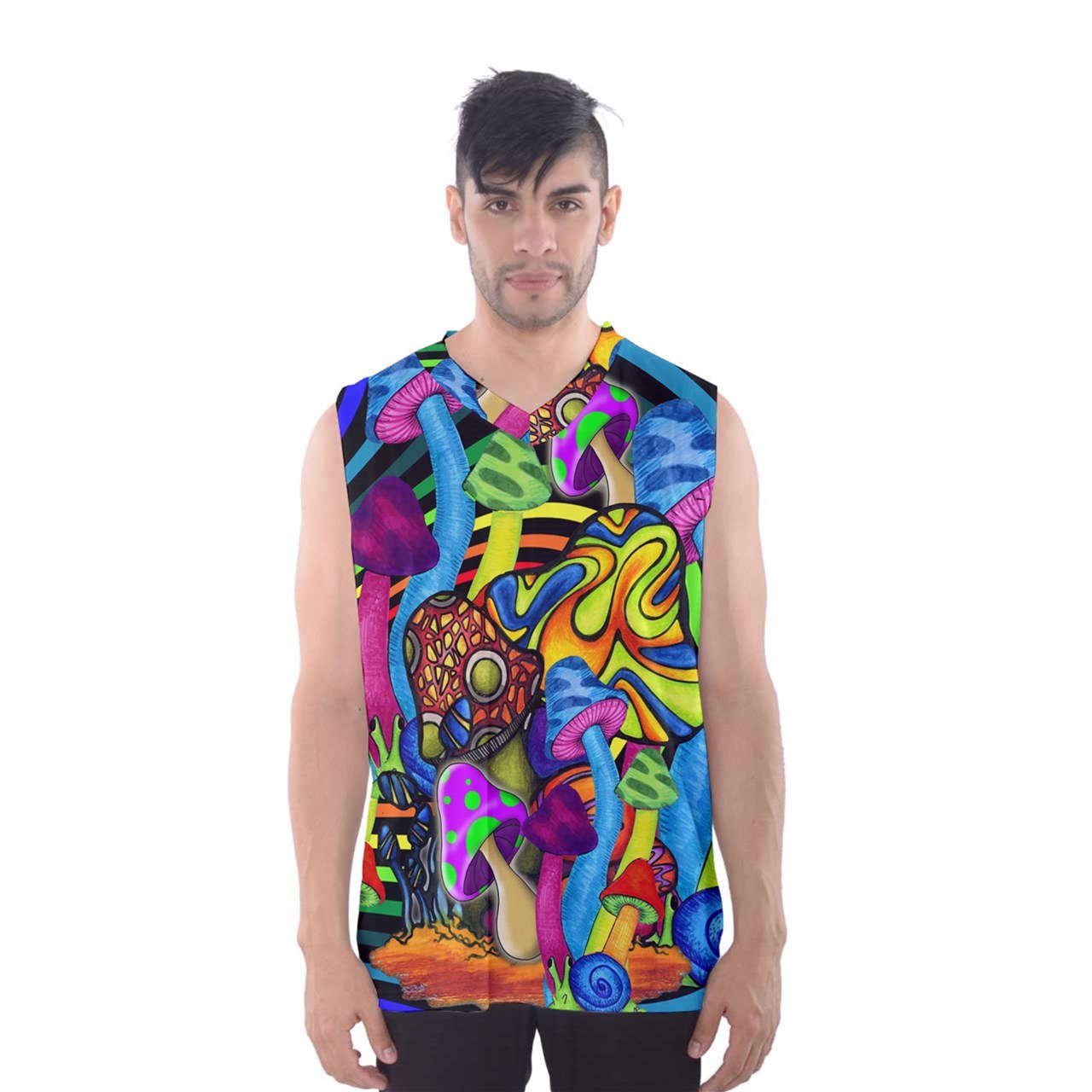 New magic mushroom psychedelic trippy sport Tank Top full print Tshirt - $18.99+