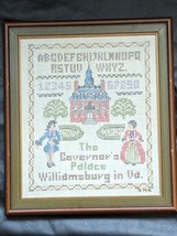 76 Colonial Williamsburg VA Governor Palace Sampler Cross Stitch Framed Complete - £33.07 GBP
