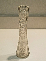 Vintage Elegant Clear Cut Glass Crystal 10 3/4&quot; Long Bud Vase - £14.79 GBP