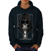 Wellcoda Clock Metal Death Skull Mens Hoodie, Dead Casual Hooded Sweatshirt - £26.11 GBP+