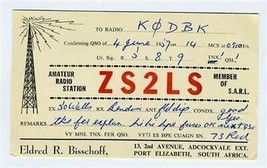 ZS2LS QSL Card Port Elizabeth South Africa 1957 - £6.66 GBP