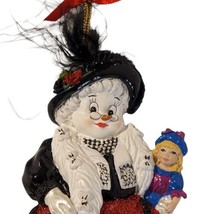Victorian Snow Girl w/ Doll Christmas Ornament Glitter Betsy Baytos Kurt Adler - £13.48 GBP