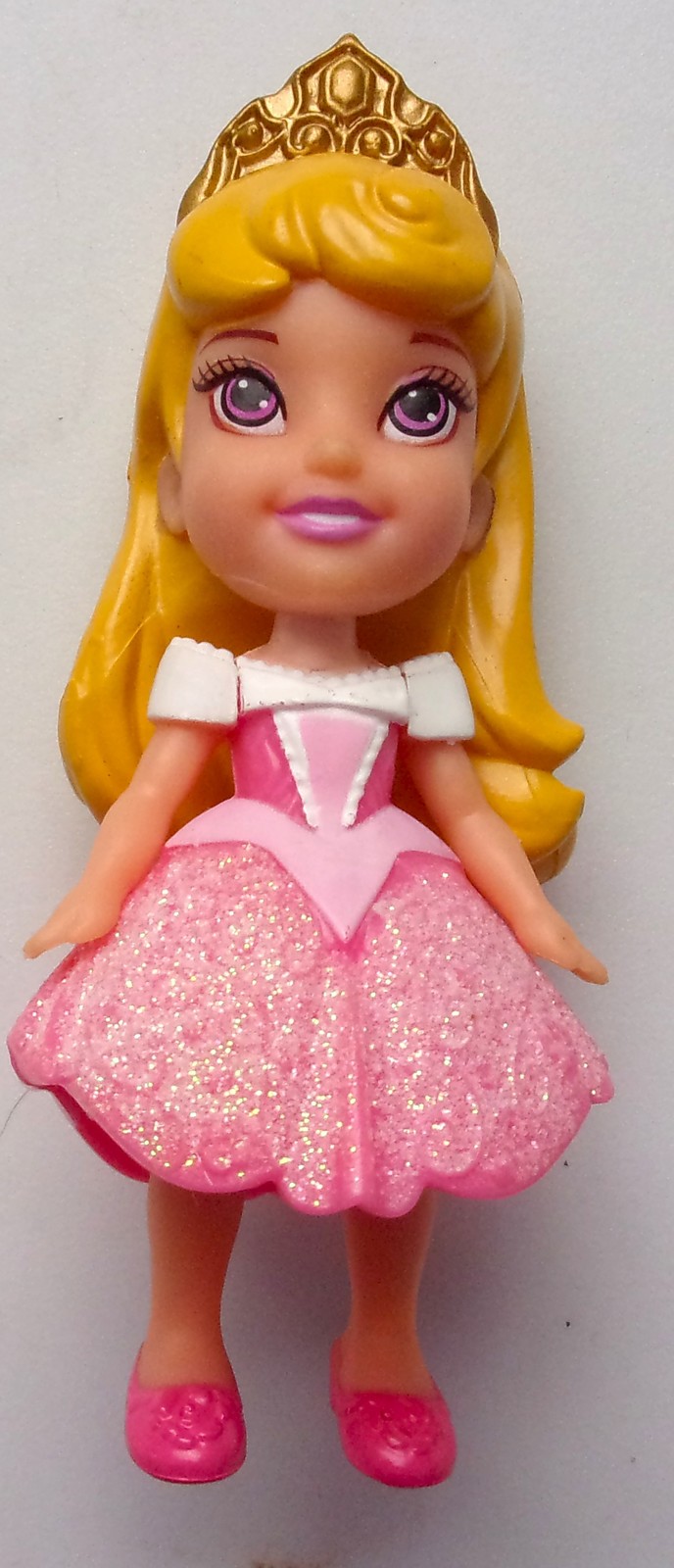 Disney Princess Aurora Mini Glitter Pink Dress 3&quot; Posable Doll 2021 Jakk... - $3.99
