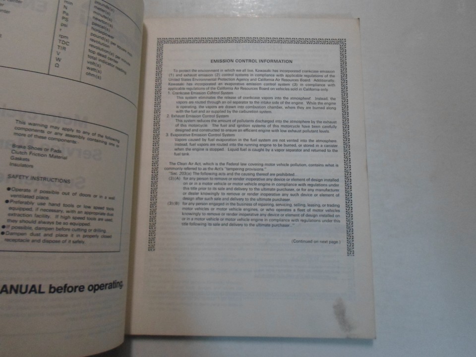 1990 Kawasaki Vulcan 500 EN500 Service Manual Supplement Stained Glass Factor... Item image 4