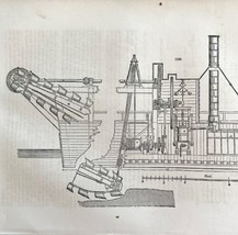 Dredging Machine Woodcut 1852 Victorian Industrial Print Engines Drawing... - $39.99