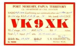 1959 QSL Port Moresby Papua Territory VK9XK - $8.91