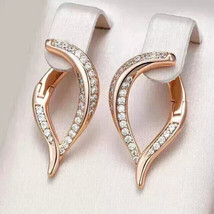 2.10Ct Round Cut Real Moissanite Pretty Hoop Earring 14k Rose Gold-Plated Silver - $205.69