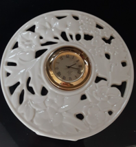 Round Pierce Clock by Lenox, Porcelain made in USA working very well w/o... - $19.79