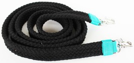 Pro Cotton Poly Horse Roping Western Barrel Reins Braided Black Turquois... - $15.99