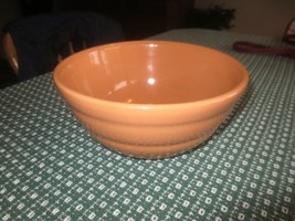 Vintage 8 3/4&quot; Pumpkin WIDE-RINGED Pottery Nesting Mixing Bowl - 4&quot; High - £11.86 GBP