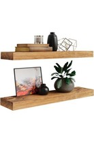 Imperative Décor Floating Wall Shelves Set of 2  Walnut, 36&quot; Inch x 5.5&quot; W - £46.70 GBP