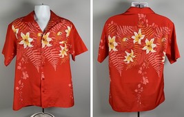 Sand Pebble Hawaiian Shirt Mens Large Polyester Tropical Hibiscus Flowers Aloha - £22.38 GBP