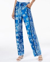 allbrand365 designer Womens Printed Wide Leg Pants Color Blue Size Small - £32.79 GBP