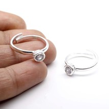 Real 925 Silver Cute Indian Ethnic Style Women  White CZ Toe Ring Pair - $21.38