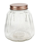 Clear  Pumpkin Shaped Glass Jar W/  Rose Gold Lid 5.375 x 5-in. - $34.53