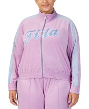 Fila Plus Size Valery Logo Zip-Front Velour Jacket Pink Size 1X - $22.81