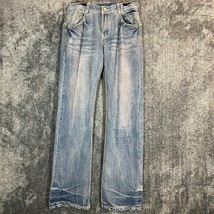 CJ Black Jeans Mens 32x34 Light Wash Whiskered Stretch Western Straight Leg - $11.73