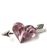 VTG Avon Jewelry NR Pink Rhinestone Heart SilverTone Arrow Pin Tie Tack - $12.99