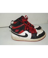 Nike Air Jordan 1 Mid Black Toe White Red Shoes DQ8424-106 Youth Size 2 ... - £44.69 GBP