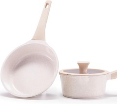 3-Piece Ceramic Cookware Set, PFAS-Free Nonstick, Frying Pan &amp; Saucepan,... - $29.69