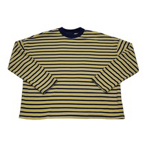 Forever 21 Sweater Womens Yellow M Pinstriped Crew Neck Casual Pullover - £13.87 GBP