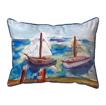 Betsy Drake Two Sailboats Large Indoor Outdoor Pillow 16x20 - £36.94 GBP