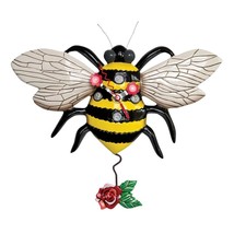Honey Bee Clock Allen Designs Buzz With Rose Pendulum 12.8" High P1804 Bumblebee