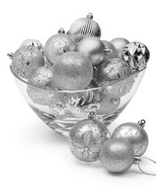 Holiday Lane Cozy Christmas Set of 27 Shatterproof Silver-Tone Ball Orna... - £17.23 GBP