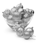 Holiday Lane Cozy Christmas Set of 27 Shatterproof Silver-Tone Ball Orna... - £17.28 GBP