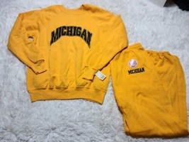 University Of Michigan Bassett-Walker Crewneck Sweatshirt Jogger Pants USA VTG - £57.94 GBP