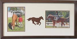Wall Hanging Horse Themed Pet Double Photo Frame Holds Two 5x7 Photos (Brown) - £30.40 GBP
