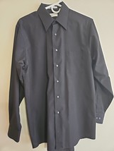 Van Heusen Camicia elegante senza pieghe con bottoni da uomo 15.5 32/33, nera - £8.92 GBP