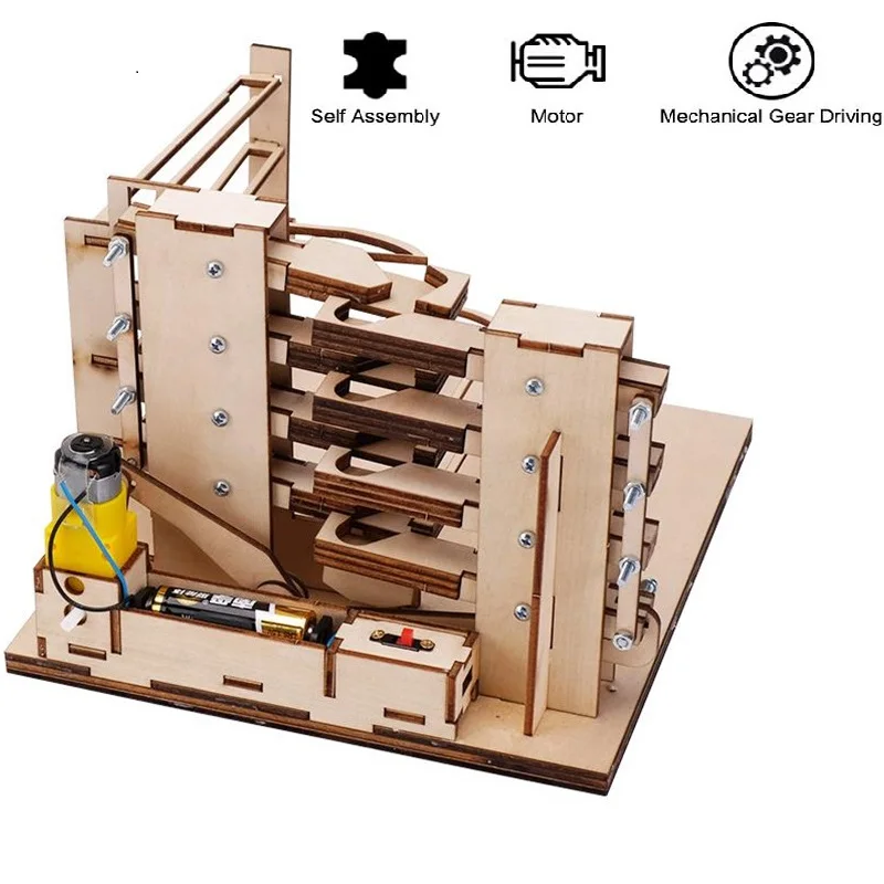 Ational kit 3d wooden marble run zuma electric diy assemble mechanical gear engineering thumb200