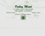 Valley Motel San Gabriel California Vintage Letterhead w Envelope - $10.84