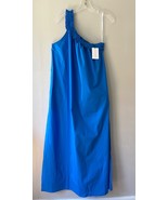 Bird n Knoll XL Blue Donatella Poplin Maxi Stretch Dress One Shoulder Po... - €132,79 EUR