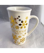 Godiva 2015 Christmas Holiday 15 Oz mug white gold snowflakes California... - £7.02 GBP