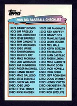 1988 Topps Big Baseball Checklist #126 ! - £0.39 GBP