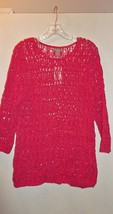 Chico&#39;s Nancy Open Knit Pink Flambe Pullover Sweater Nwt Chicos 3 L/XL - £15.92 GBP