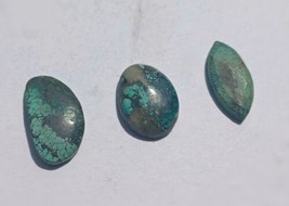 AAA Turquoise Parcel, 15Ct Spiderweb Turquoise Cabochons, 3 Cabs In This... - £19.63 GBP