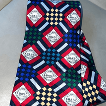 Tabasco Men&#39;s necktie pepper sauce multi color silk tie checkered MADE IN USA - £10.96 GBP