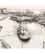 1974 Fishing Boat Washington County Maine Art Print Dan Cake Vtg Coastal... - €34,31 EUR