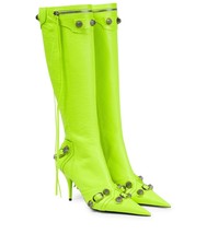 Knee High Boots For Women Winter Thin Heels Boots Genuine Leather Zipper Pointed - £78.63 GBP