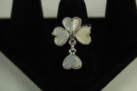 Mother of Pearl Heart Motif Silver Plated Ring - $55.00