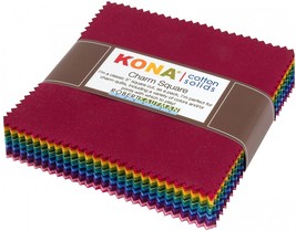 Robert Kaufman Kona Cotton Solids Dark 5 Inch Precut Squares 85pcs - £25.91 GBP