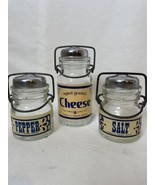 Vintage Tradewind Importers Salt, Pepper And Cheese Glass Bottles - £20.62 GBP